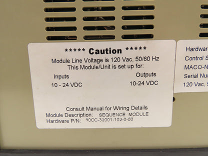 Barber Colman 80CC-32001-102-0-00 Sequence Module Maco 8000 120VAC 24VDC I/O