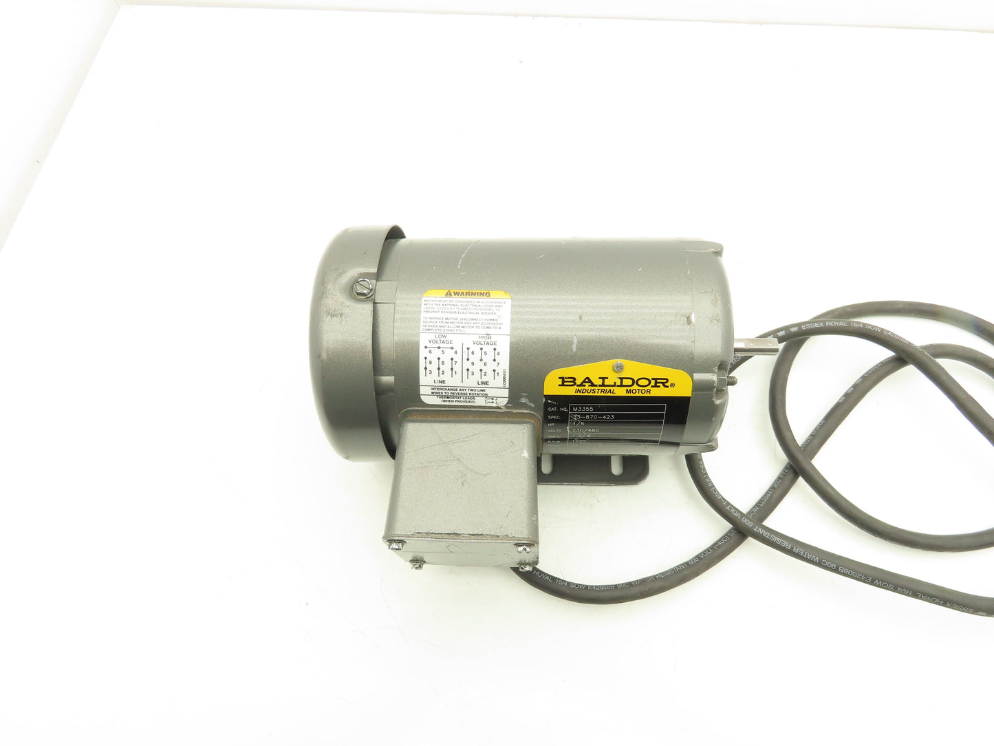 Baldor M3355 AC Motor 1/6Hp 1725 RPM 230/460V 3PH 42 Frame 3/8" Shaft
