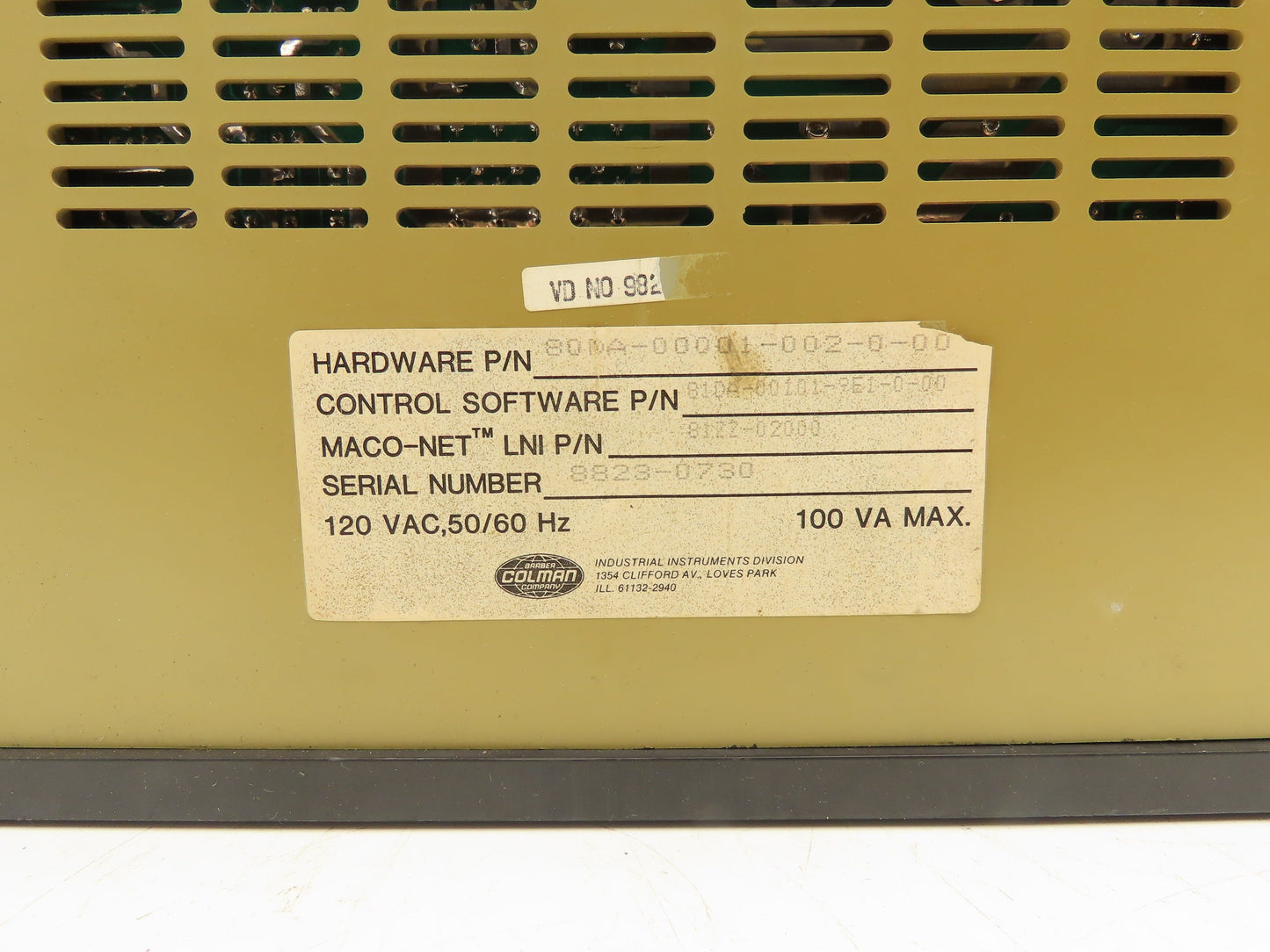 Barber Colman 80DA-00001-002-0-00 Temperature Module Maco 8000 120VAC 100VA Max