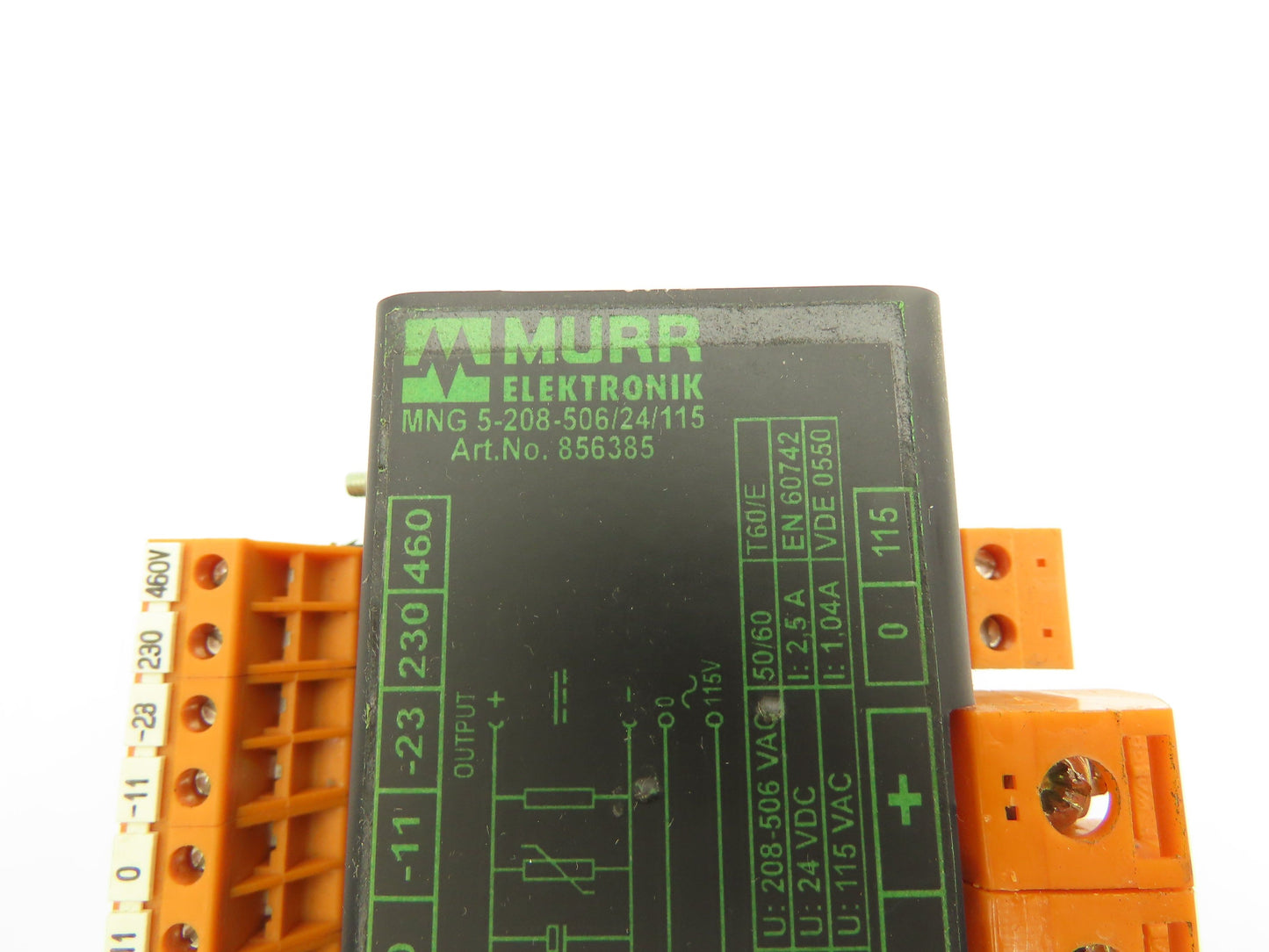 Murrelektronik 856385 Transformer 1Ph HV 208/506VAC LV 24VDC/115VAC