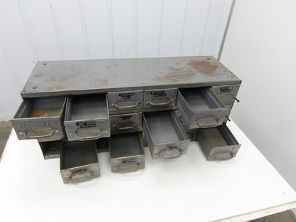 Equipto Antique 18 Drawer Metal Parts Cabinet 12" Deep 5-1/4" drawers