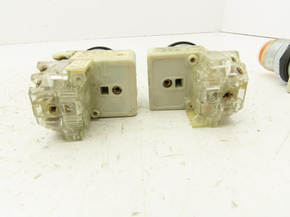 Square D 9001-KM1 Amber Guarded 30mm Push Button Switch Contactor Block Lot of 6