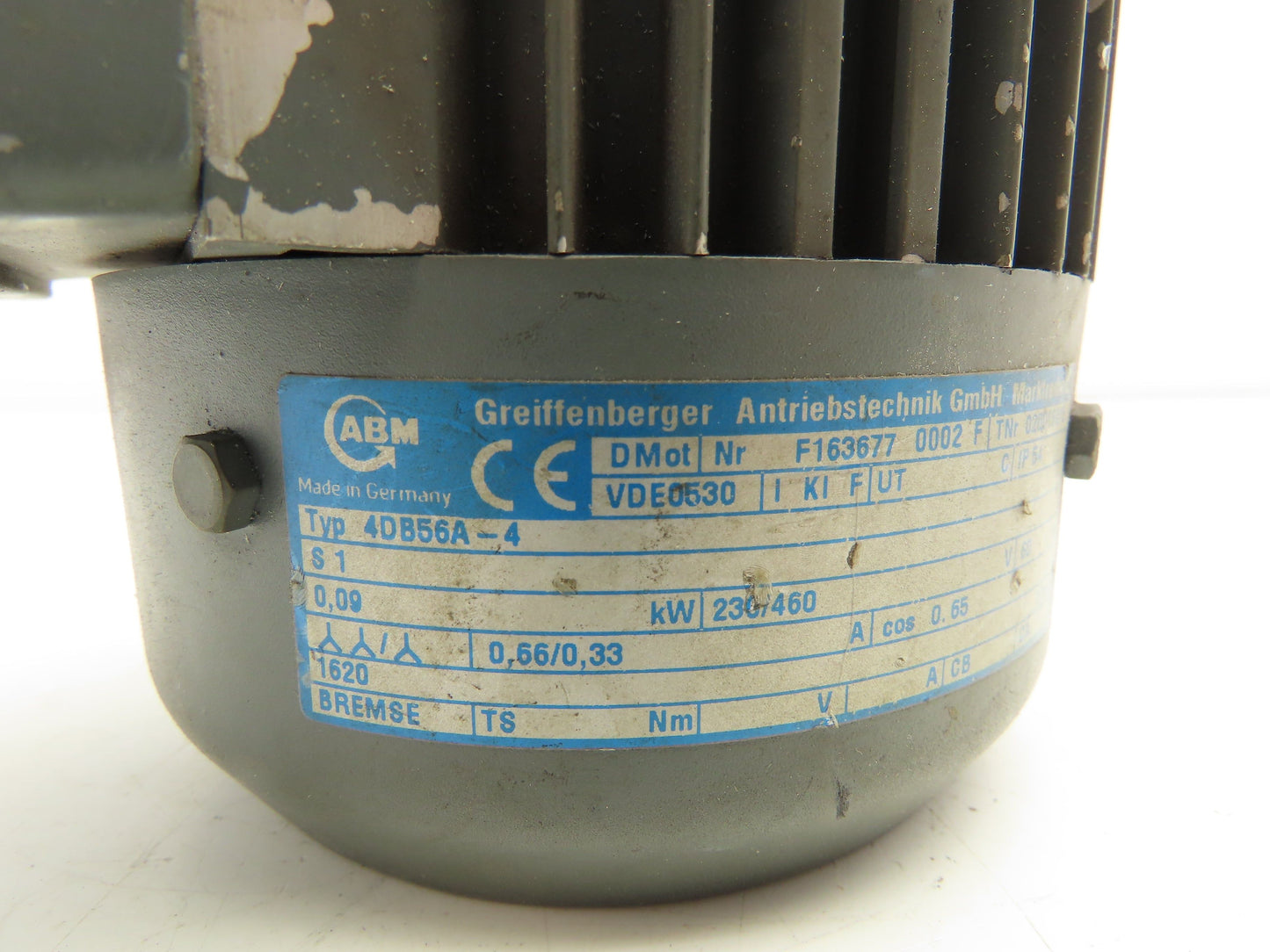 ABM 4DB56A-4 IEC Electric Motor .09kw .12Hp 1620 RPM 230/460V 3PH S1 IP54 TEFC