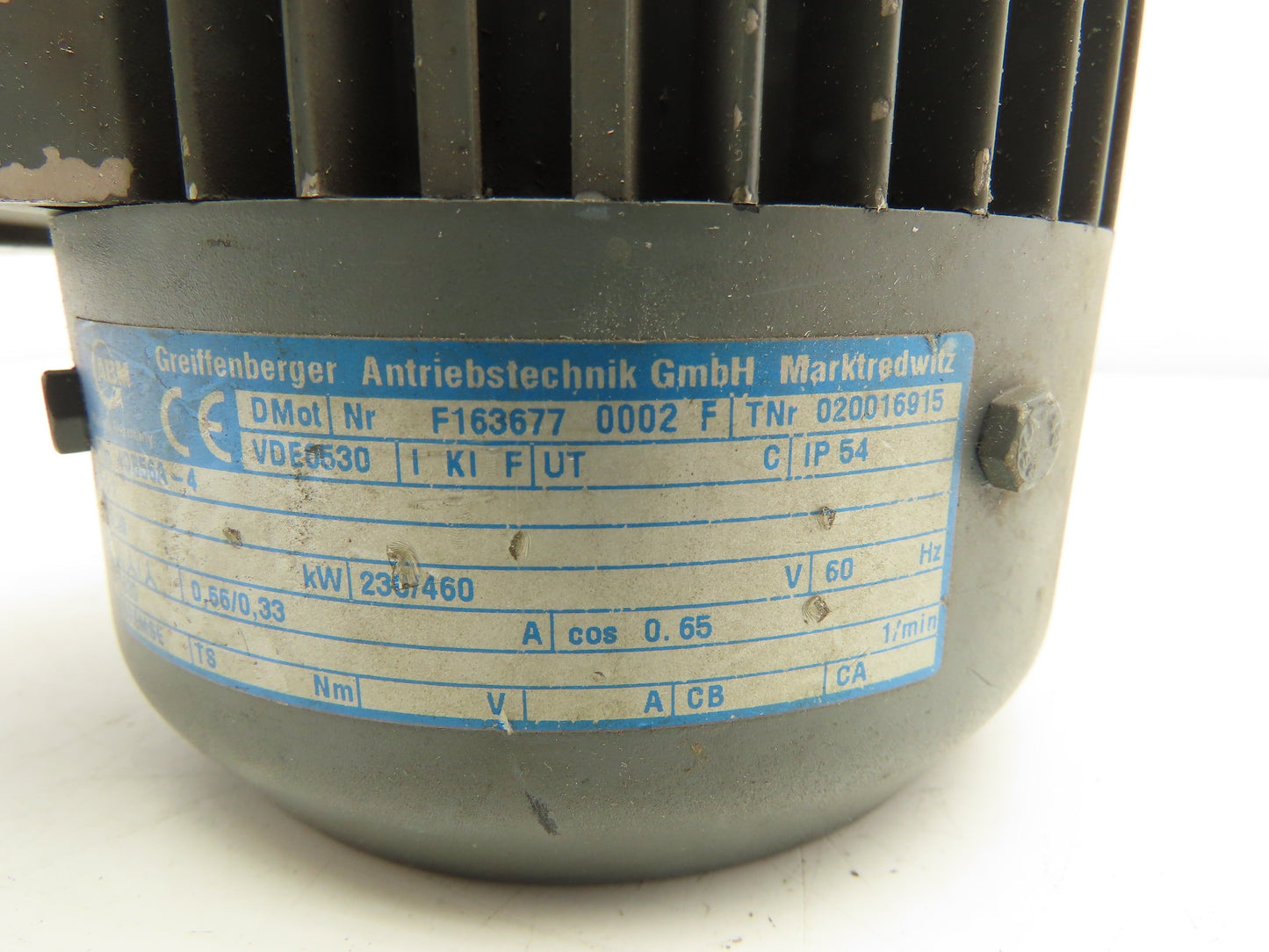 ABM 4DB56A-4 IEC Electric Motor .09kw .12Hp 1620 RPM 230/460V 3PH S1 IP54 TEFC