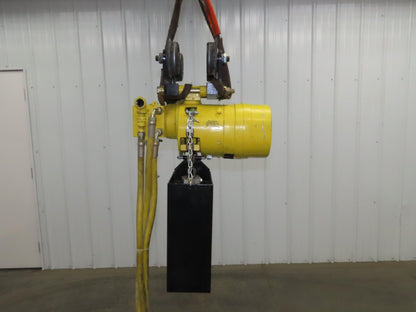 Yale KAL 1 Ton 2000Lb Pneumatic Air Chain Hoist 10' Lift Pendant w/Push Trolley