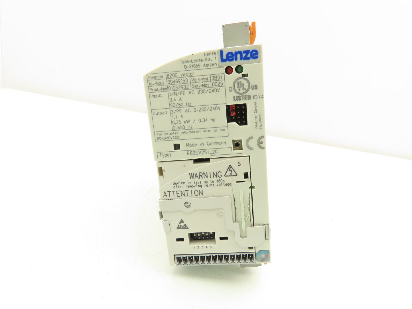 Lenze E82EV251_2C AC Drive Frequency Inverter VFD .25kW/.34Hp 230V 3PH