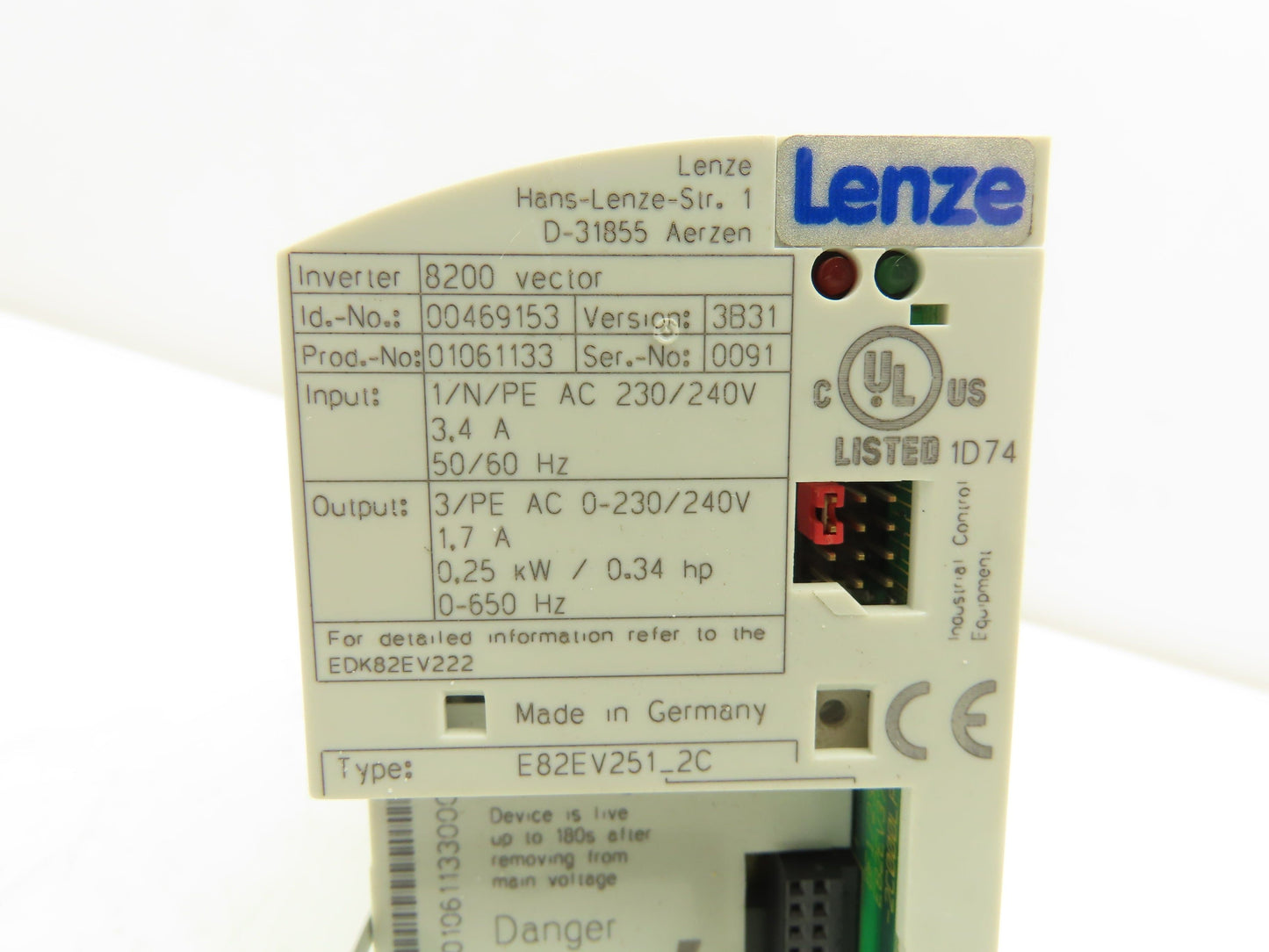 Lenze E82EV251_2C AC Drive Frequency Inverter VFD .25kW/.34Hp 230V 3PH