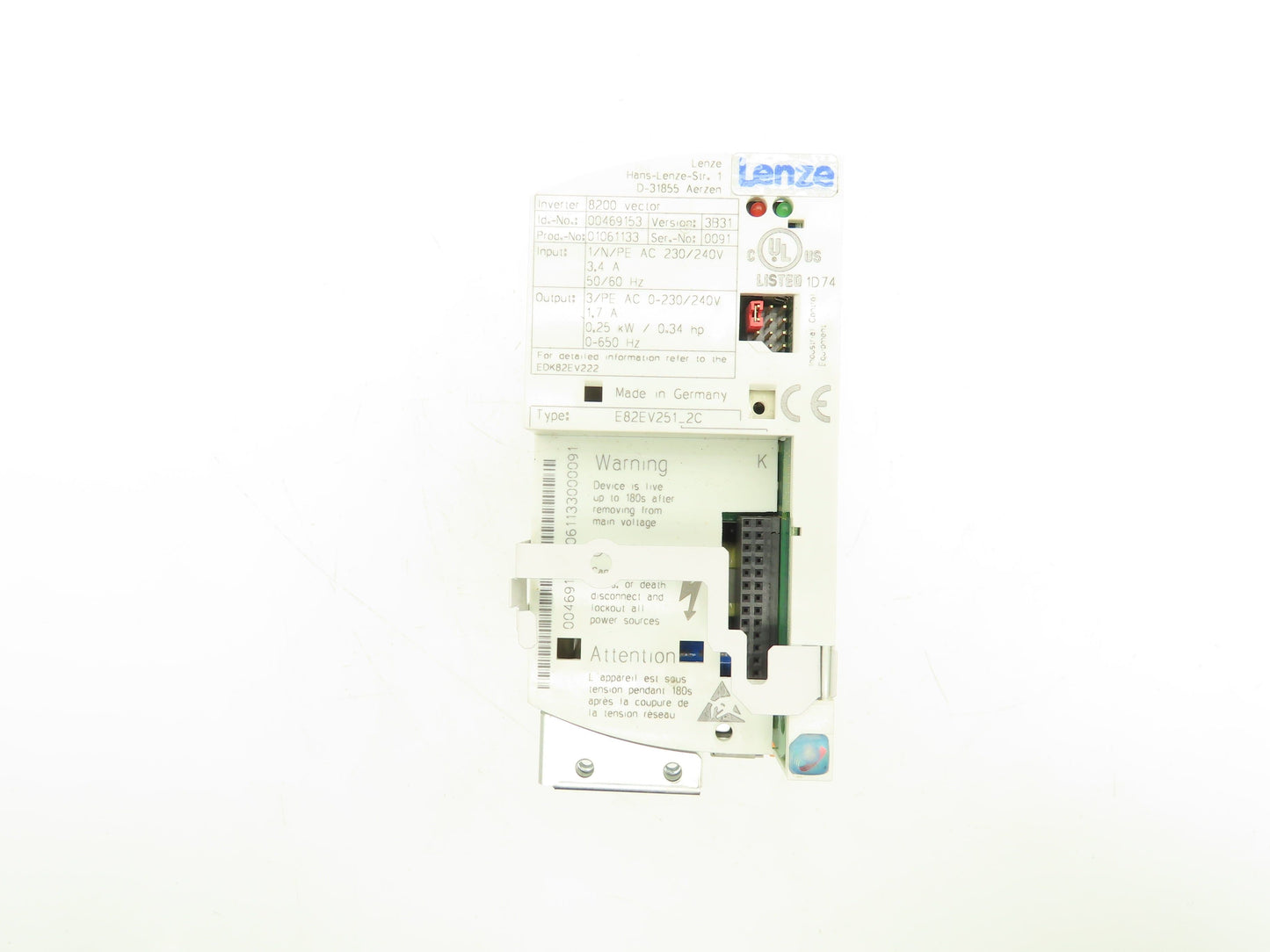 Lenze E82EV251_2C AC Drive Frequency Inverter VFD .25kW/.34Hp 230V 3PH