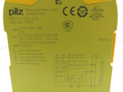 PILZ PNOZ 750103 S3 Safety Relay 24 VDC 2N/O Switchgear Lot of 2