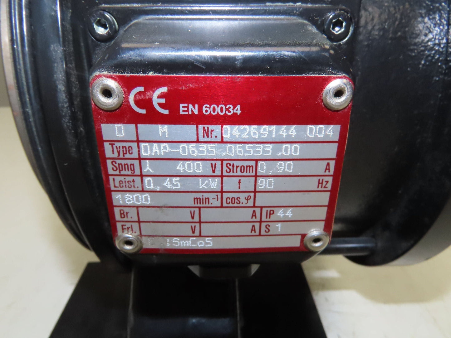 SSB Antriebstechnik DAP-0635.06533.00 AC Motor 0.45kw 1800 RPM 400V 90Hz IP44 S1