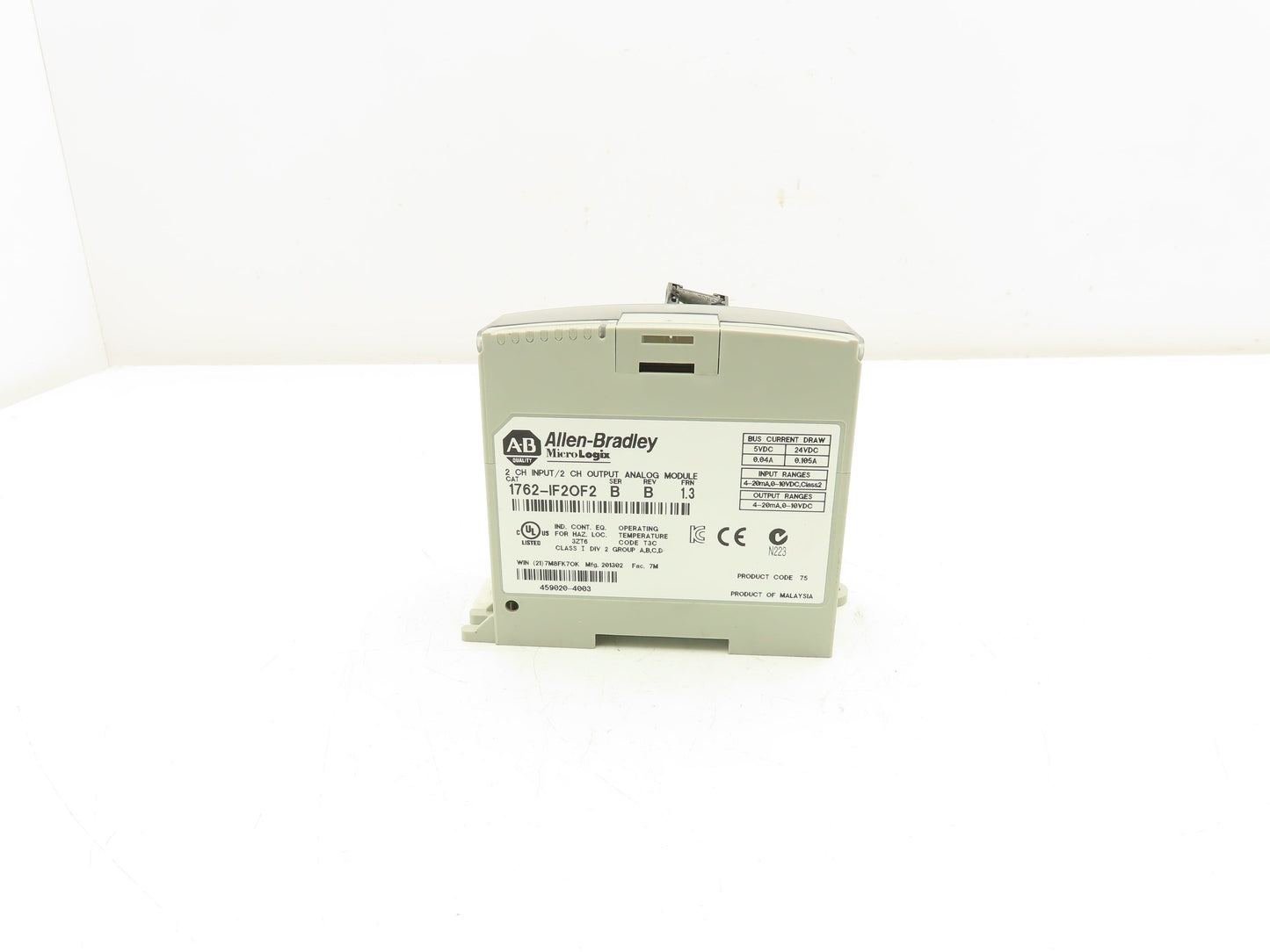 Allen Bradley 1762-IF2OF2 MicroLogix 1200 Analog I/O Module Ser B Rev B FRN 1.3