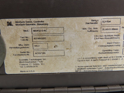 STI Scientific Technologies MS45D-2-AC Light Curtain Controller 115/230VAC