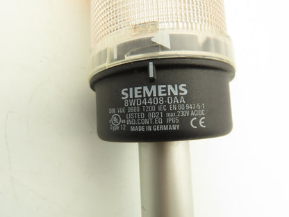 Siemens 8WD4408-0AA Signaling Column Stack Light Tower Red Amber Clear 70mm 230V