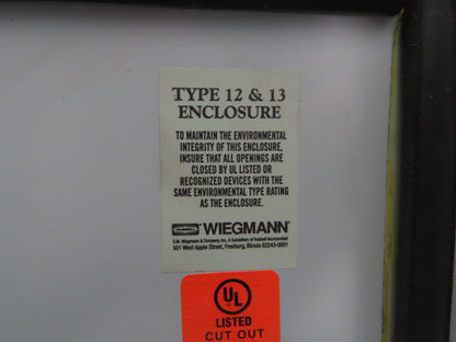 Wiegmann B121008CH Electrical Enclosure JIC Control Panel 12x10x8" Wall Mount
