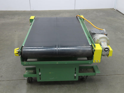 30"x 48" Slider Bed Conveyor on Casters 28" Belt 460V Direct Drive 15 FPM