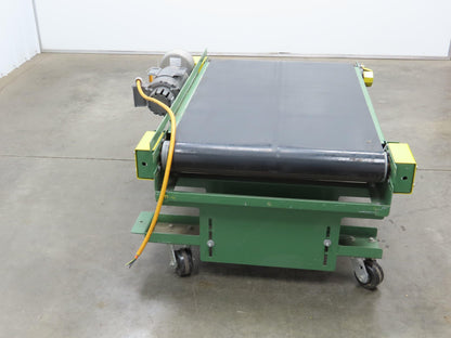 30"x 48" Slider Bed Conveyor on Casters 28" Belt 460V Direct Drive 15 FPM