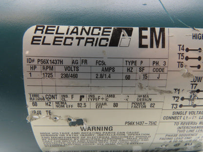 Reliance Electric AC Motor 1725RPM 1HP 230/460VAC 3PH FC56 Frame