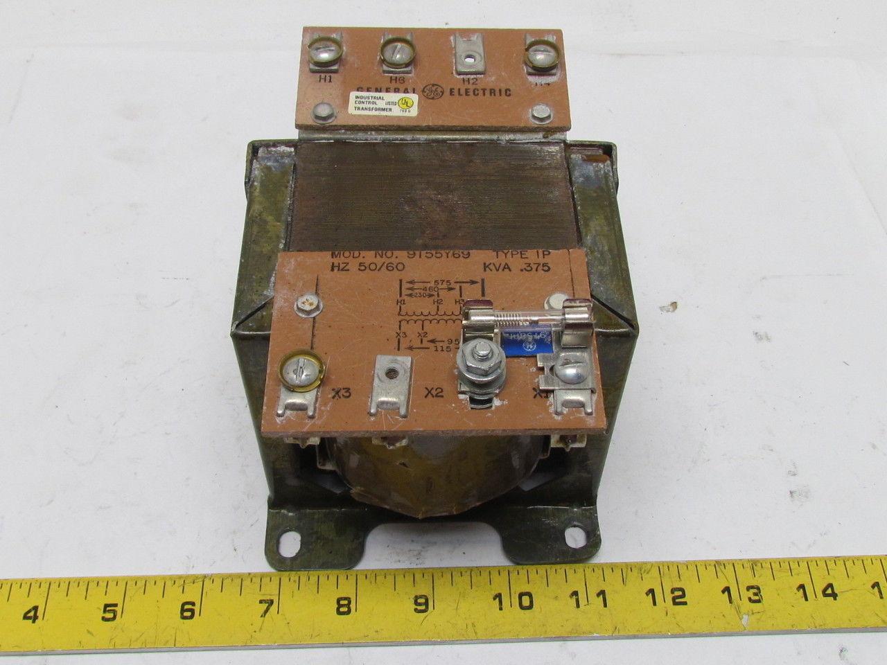 GE General Electric 9T55Y69 Transformer .375 Kva 230/460/575V Pri 115/95V Sec