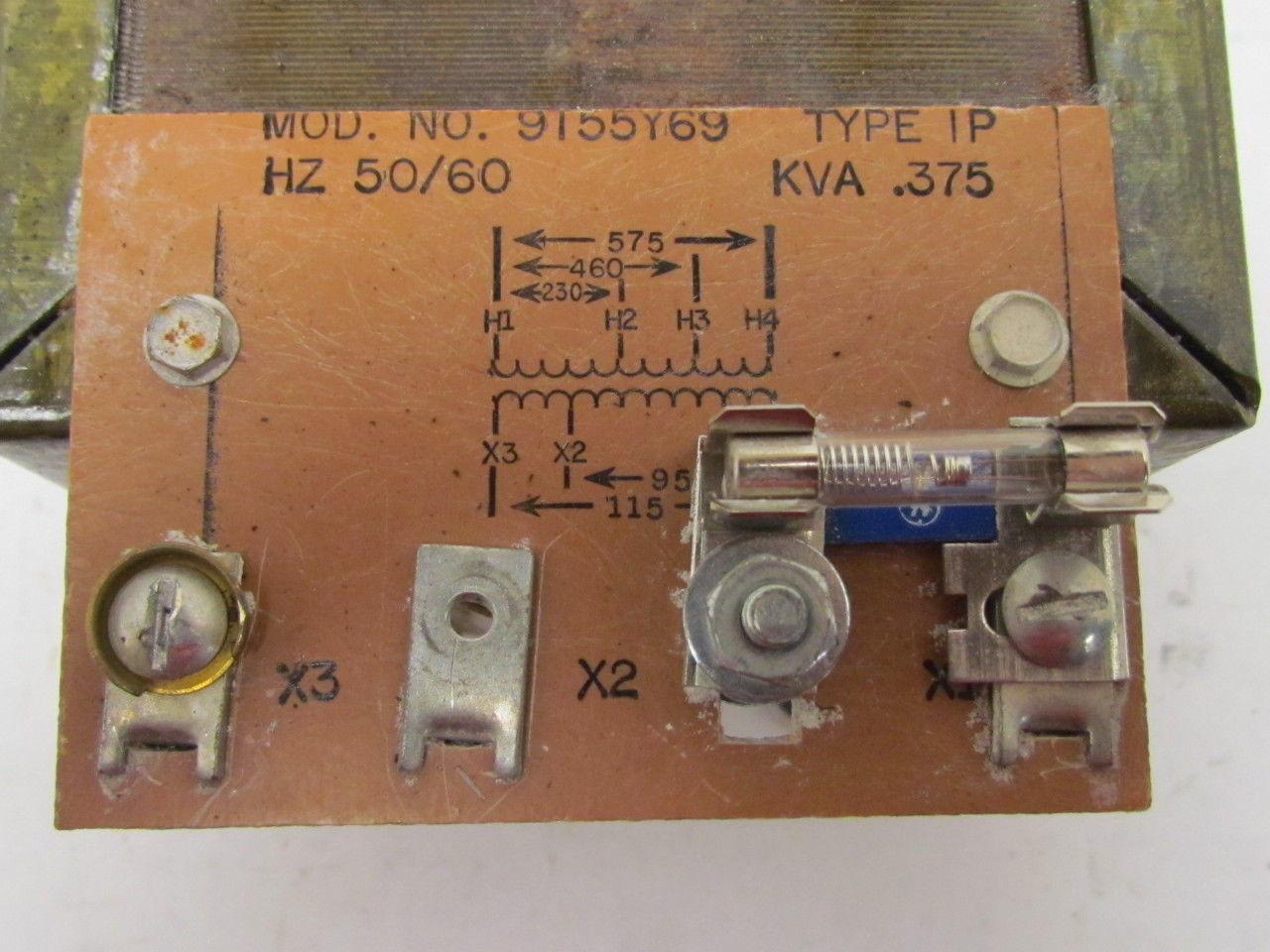 GE General Electric 9T55Y69 Transformer .375 Kva 230/460/575V Pri 115/95V Sec