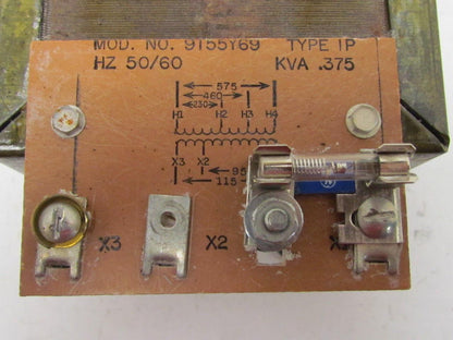 GE General Electric 9T55Y69 Transformer .375 Kva 230/460/575V Pri 115/95V Sec