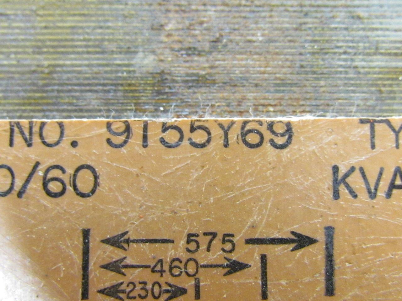 GE General Electric 9T55Y69 Transformer .375 Kva 230/460/575V Pri 115/95V Sec