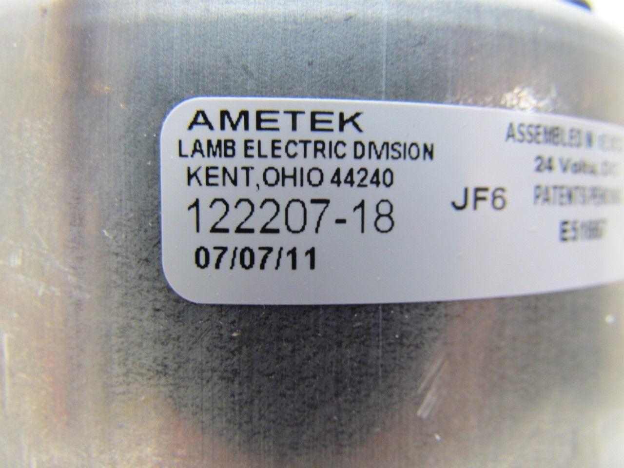 Ametek 122207-18 2-Stage 1-Speed Vacuum Motor/Blower Tangential 24VDC 130 CFM