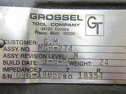 Grossel Tool Company MGH-274 Robotic/Fixture Type Resistance Welding Gun NEW