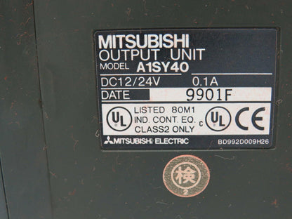 Mitsubishi A1SY40 PLC Output Unit 12/24VDC 0.1A Lot of 8